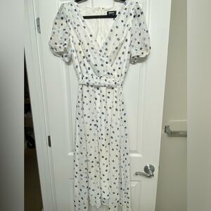 DKNY white dress with blue polka dots- size 12. Only worn once!